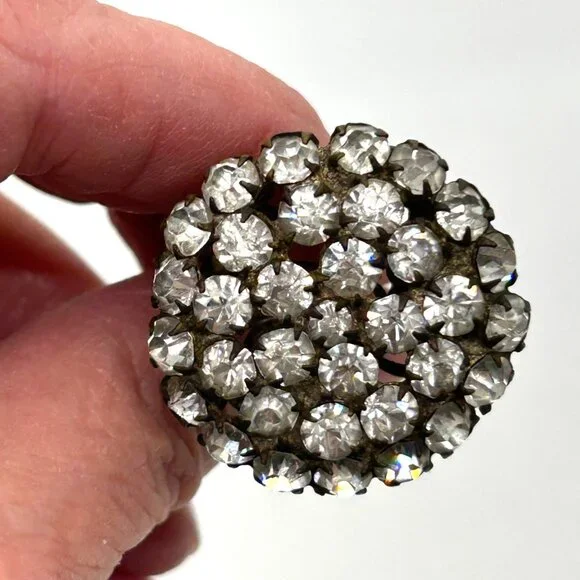 Antique Victorian Hat Pin Clear Paste Rhinestone Domed Top Filigree Back 10" - Picture 4 of 16